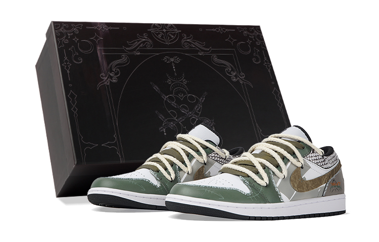 Jordan Air Jordan 1 Low-Top Vintage Basketball Shoes Men's Green Brown