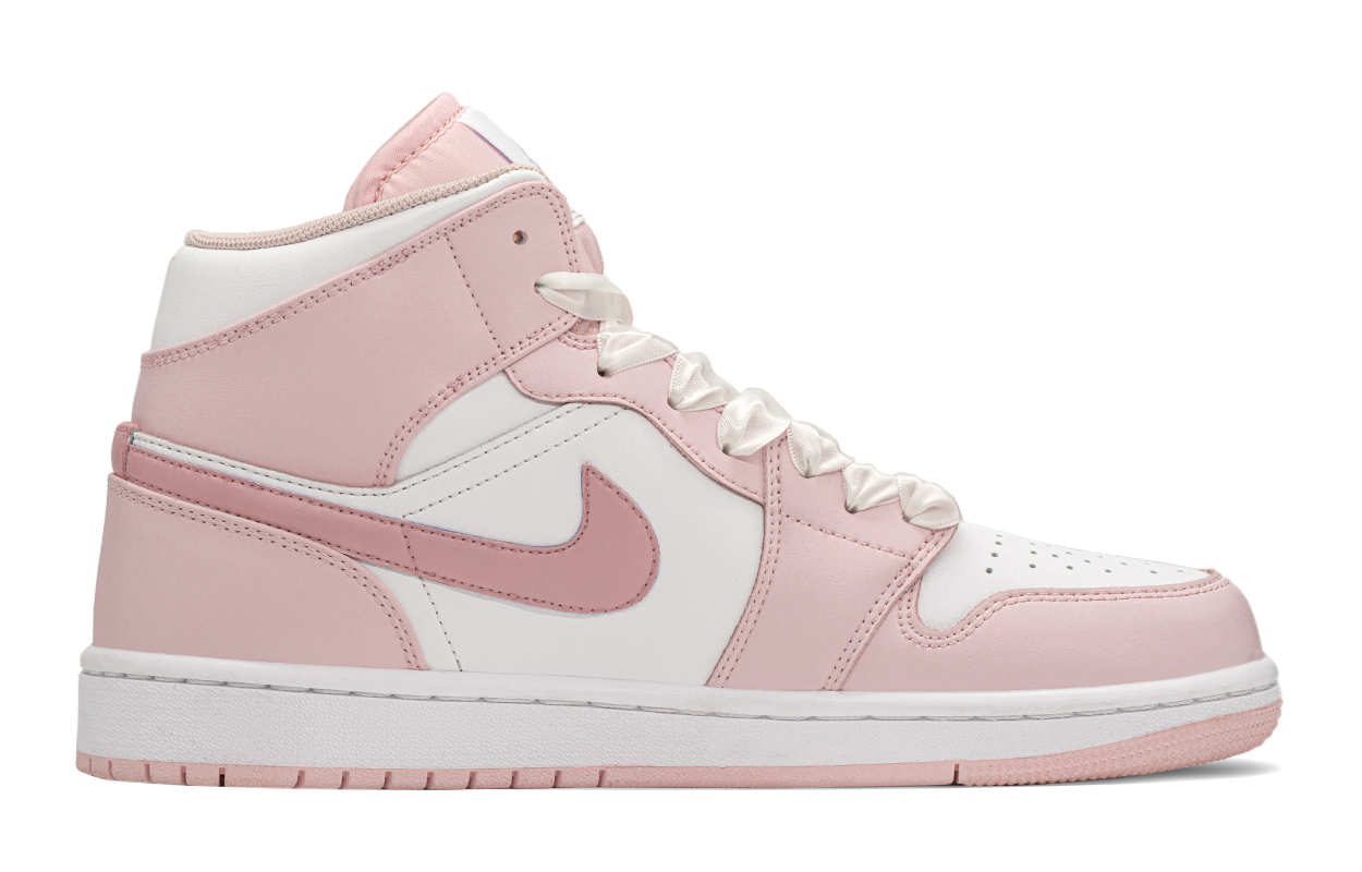 Jordan Air Jordan 1 Mid Top Vintage Basketball Shoes Pink White GS