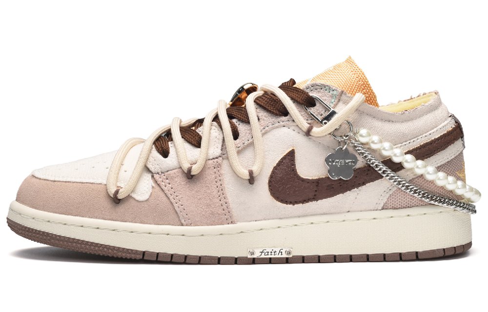 Jordan Air Jordan 1 Low-Top Vintage Basketball Shoes Men's Purple-white-brown