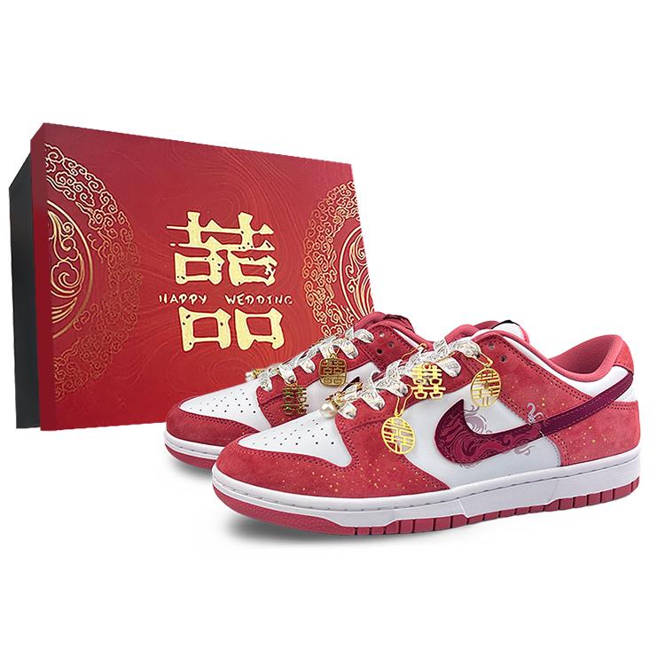 Nike Dunk Anti-Slip Wear-Resistant Low-Top Skateboard Shoes Women's White Pink