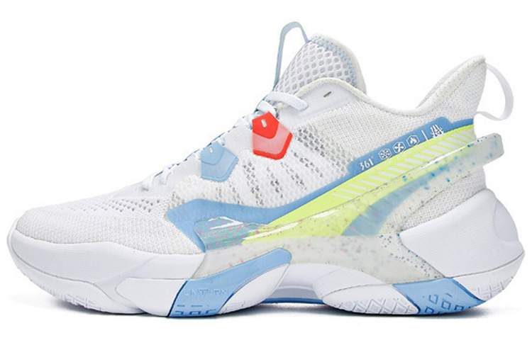 361° Durable Breathable Mid-Top Basketball Shoes Men's White Blue