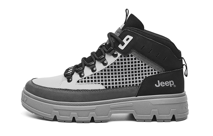 Jeep Wear-Resistant Height Increasing Short Outdoor Boots Men's Gray Black