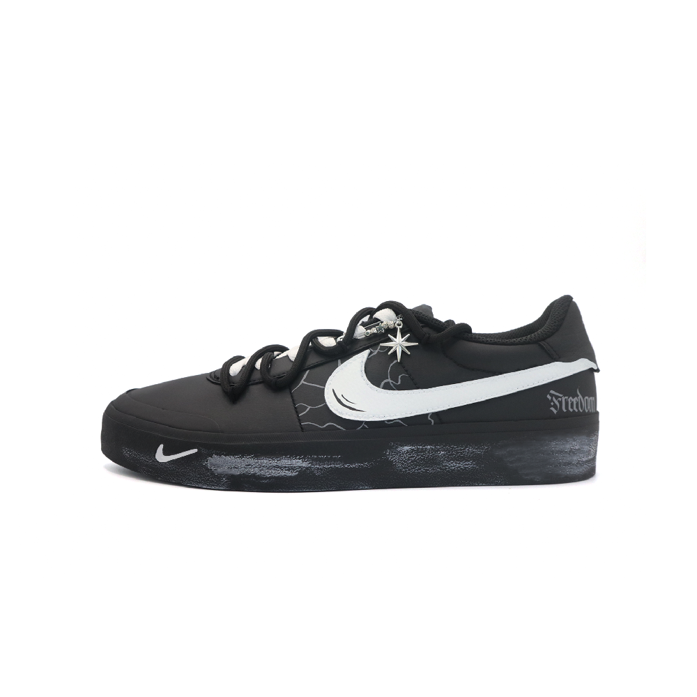 Nike Court Shot Abrasion Resistant Low Top Skateboard Shoes Men's Black White Gray