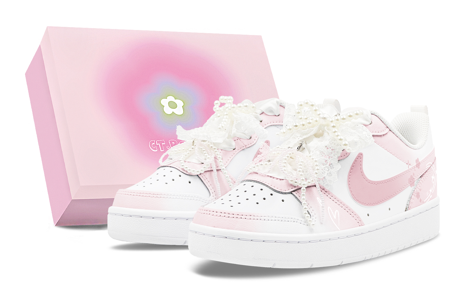 Nike Court Borough Abrasion Resistant Low top Skateboard Shoes Women's Pink