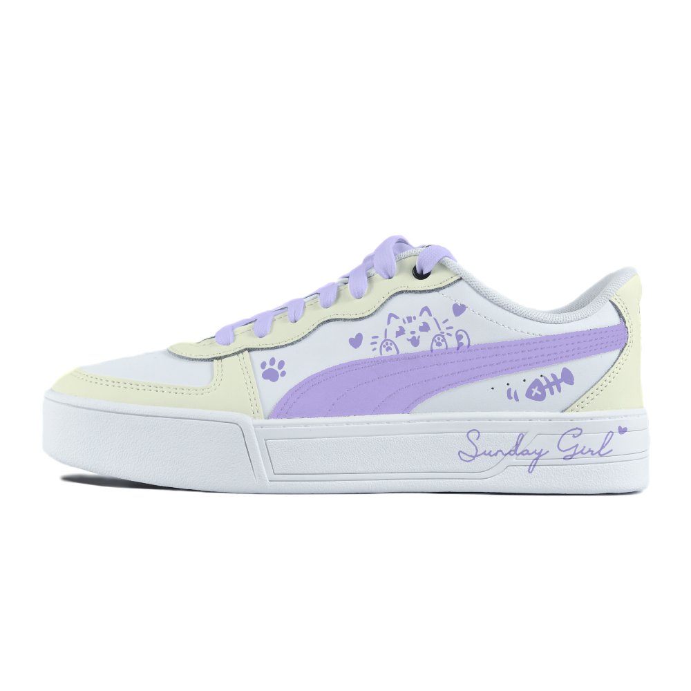 PUMA Skye Abrasion Resistant Balance Low Top Skateboard Shoes Women's Yellow Purple
