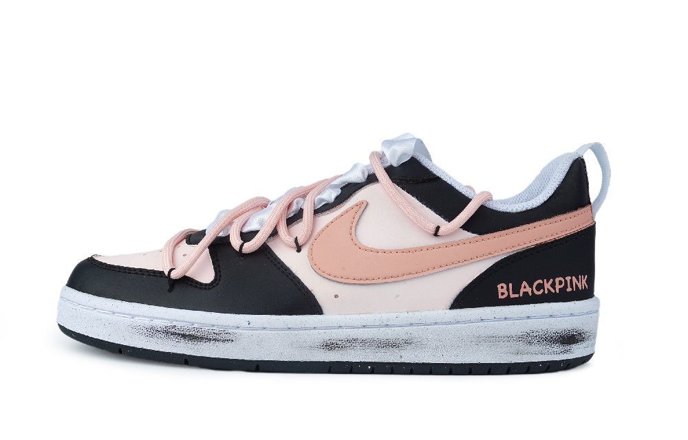 Nike Court Borough Series Anti Slip Wear Resistant Low Top Skateboard Shoes GS Pink Black