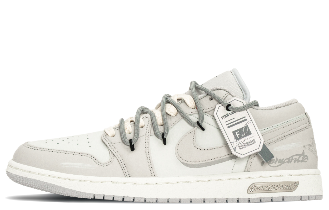 Jordan Air Jordan 1 Romantic, Special Box Abrasion Resistant Low top Vintage Basketball Shoes Men's Gray White