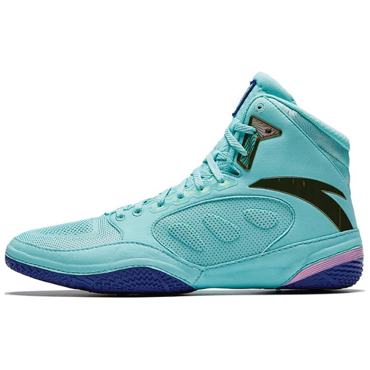 Anta Anti-Slip Wear-Resistant High-Top Professional Wrestling Shoes Men's Green Black Blue
