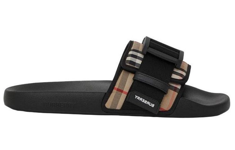 Burberry Vintage Check Buckled Slides Black