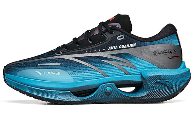 ANTA Crash Wave 1 Running Shoes Men's Low top Black/Chlorine Blue/Nano Silver