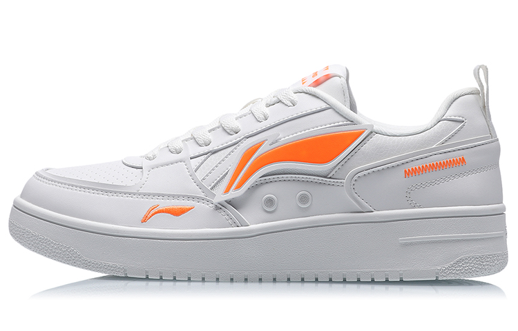 LiNing Abrasion Resistant Breathable Low top Skateboard Shoes Men's White Orange