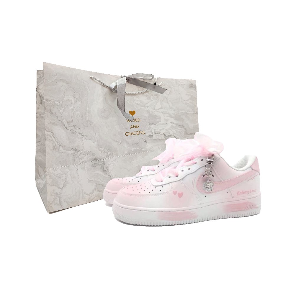 Nike Air Force 1 Anti-Slip Wear-Resistant Low-Top Skateboard Shoes Unisex Pink
