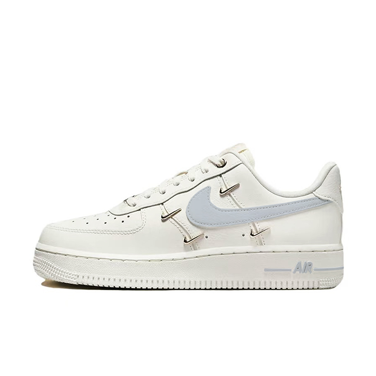 Nike Air Force 1 Slip Resistant Low Top Skateboard Shoes Women's White Blue