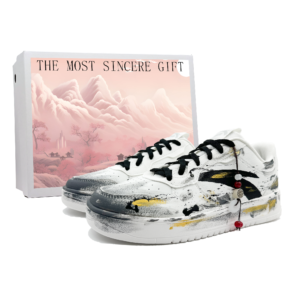 Anta Life Collection Slip-Resistant Cushioning Low-Top Skateboard Shoes Men's White Black