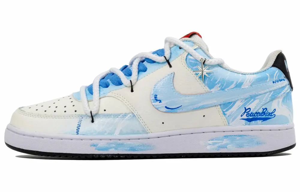 Nike Court Vision Low Wear resistant And Lightweight Low top Skateboard Shoes Men's White Blue