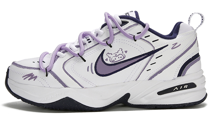 Nike Air Monarch 4 Absolutely Stunning Purple Height Increasing Low Top Chunky Sneakers Unisex White Purple