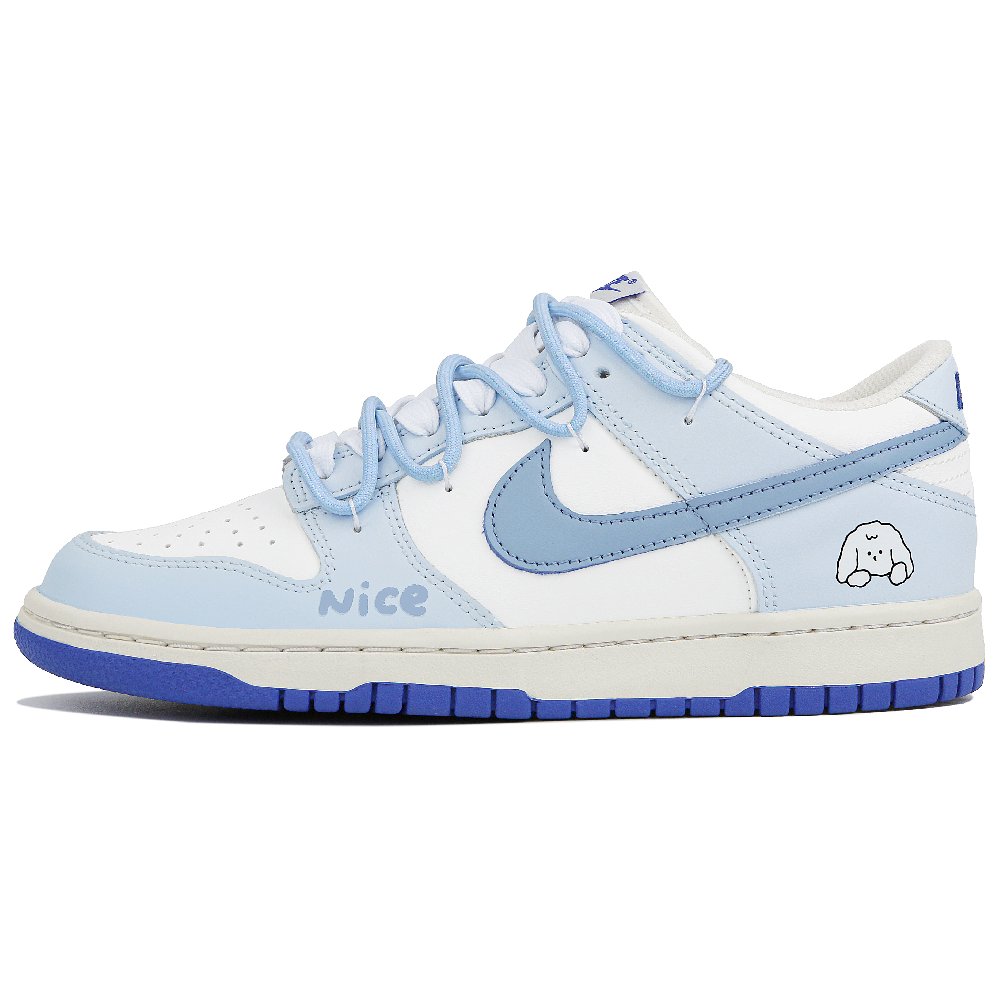 Nike Dunk Low-Top Skateboard Shoes GS White Blue