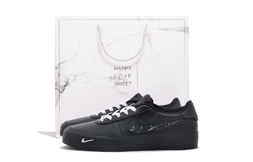 Nike Court Shot Abrasion Resistant Low Top Skateboard Shoes Men's Black White