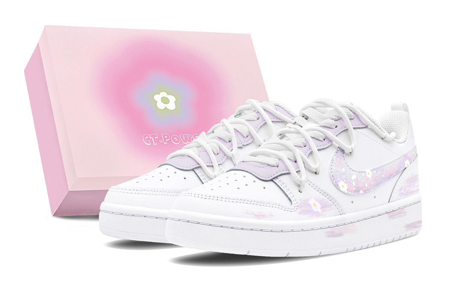 Nike Court Borough 2 Abrasion Resistant Low top Skateboard Shoes Women's White Purple