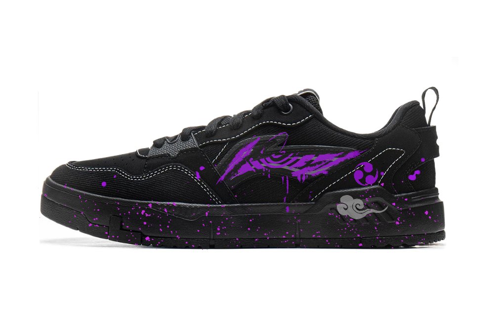 LiNing Yuan Chu Anti Slip Wear Resistant Low Top Skateboard Shoes Men's Purple Black