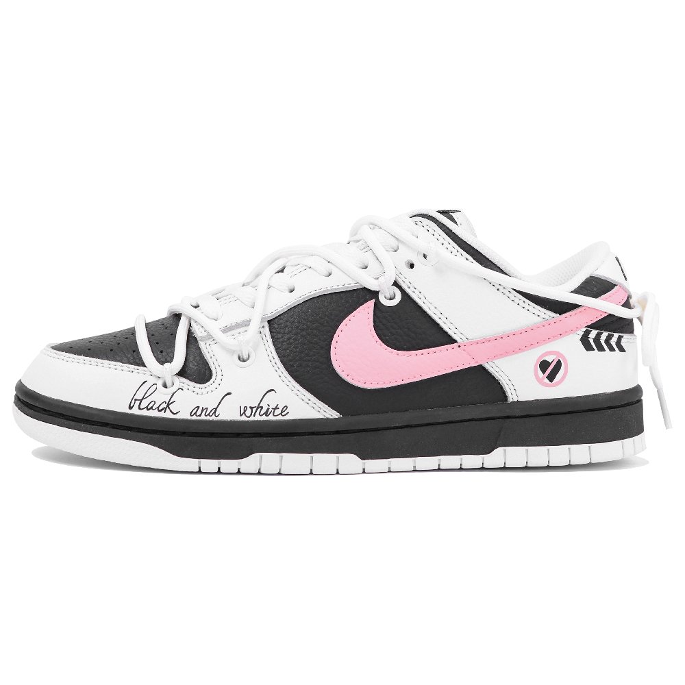 Nike Dunk Low Low-Top Skateboard Shoes Unisex Black Pink White