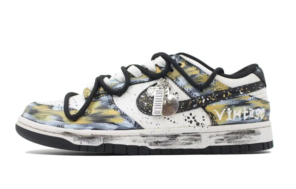 Nike Dunk Gold Mining In The Waves Abrasion Resistant Low Top Skateboard Shoes Unisex