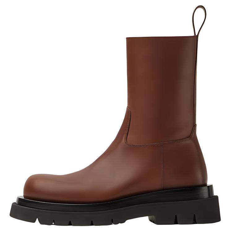 Bottega Veneta Lug Ankle Boots Men's Deep Chestnut