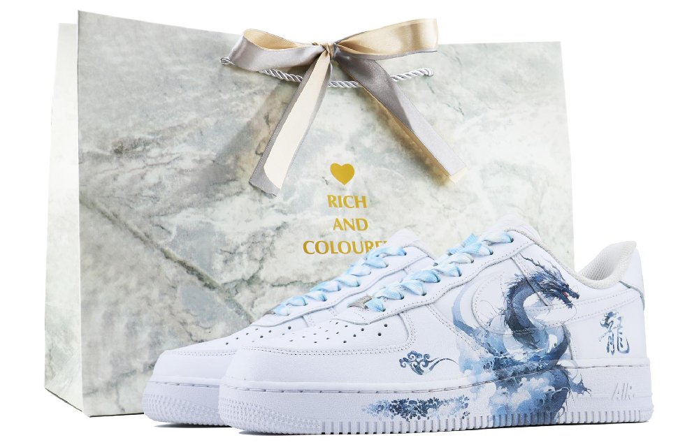 Nike Air Force 1 SDS Sea Dragon King Low-Top Skateboard Shoes Men's White Blue