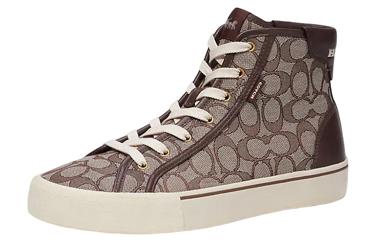 COACH High Top Stylish Skateboarding Shoes Men's Brown