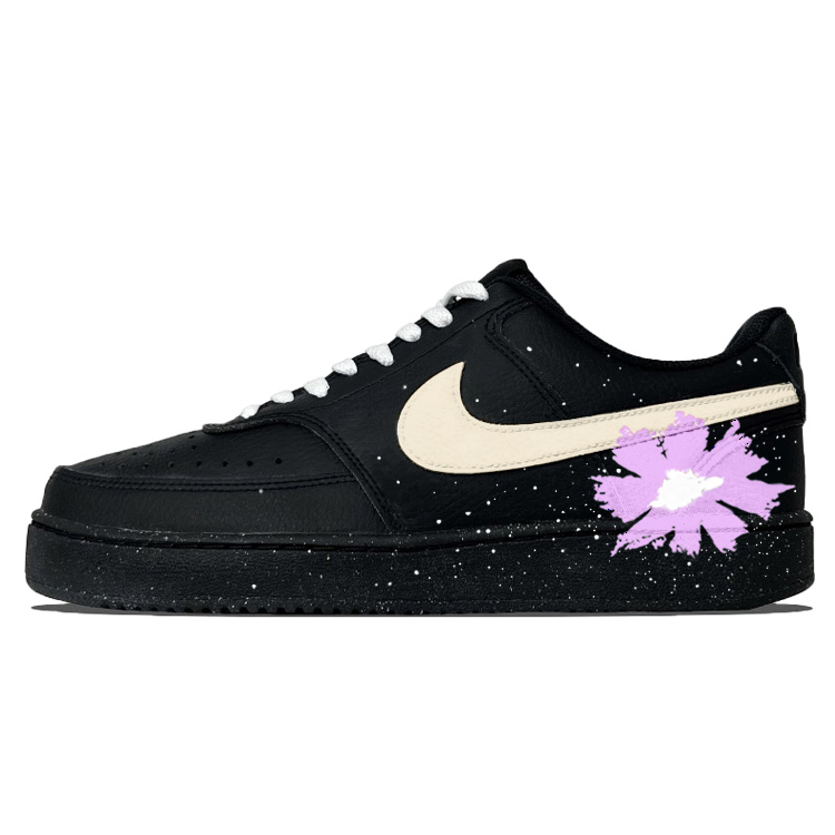 Nike Court Vision Slip Resistant Low Top Skateboard Shoes Unisex Black Purple