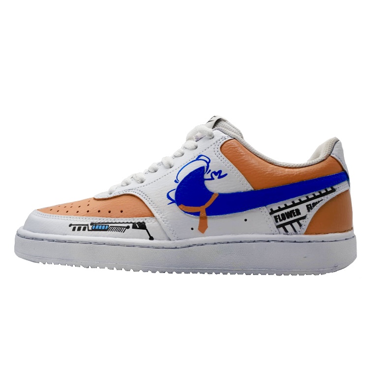 Nike Court Vision Low Power Cyber Wear-Resistant Low-Top Skateboard Shoes Men's White Orange