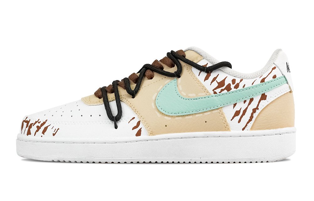 Nike Court Vision 1 Caramel Fabric Yellow Abrasion Resistant Low Top Skateboard Shoes Men's Beige