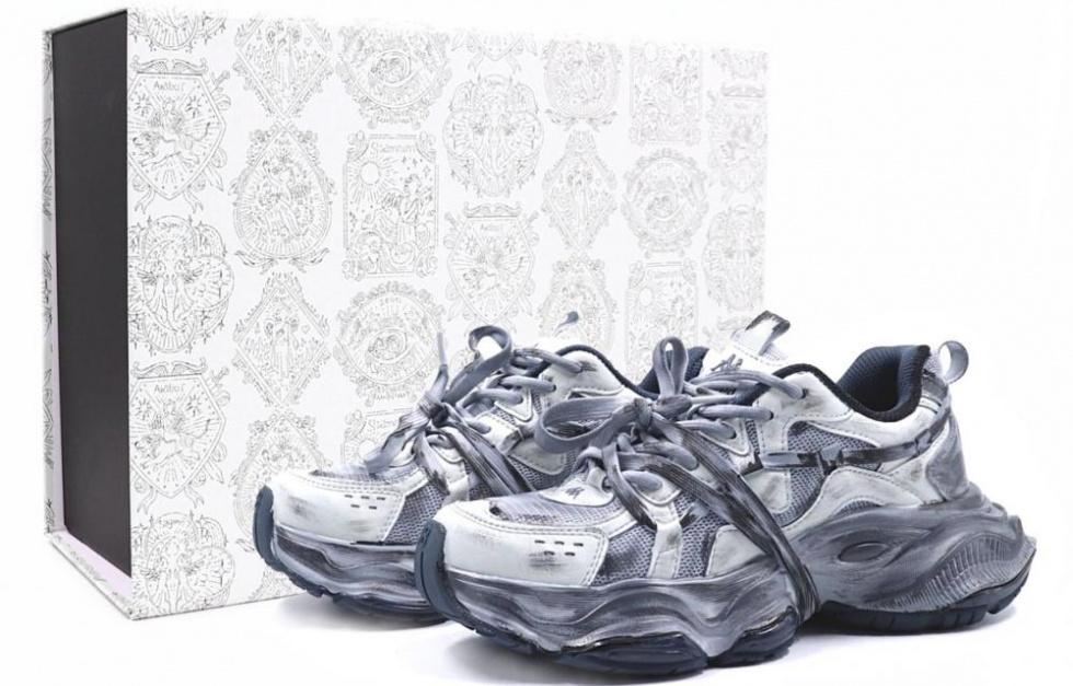 Kappa Anti-Slip And Wear-Resistant Height Increasing Low-Top Chunky Sneakers Women's Old Gray