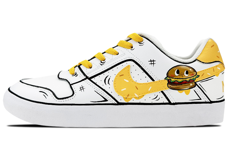 Nike SB Delta Force VULC Low-Top Skateboard Shoes Unisex White Yellow