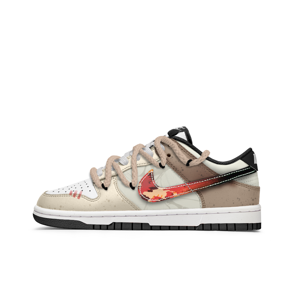 Nike Dunk Fiery Blaze Anti-Slip Wear-Resistant Low-Top Skateboard Shoes Unisex Beige Brown