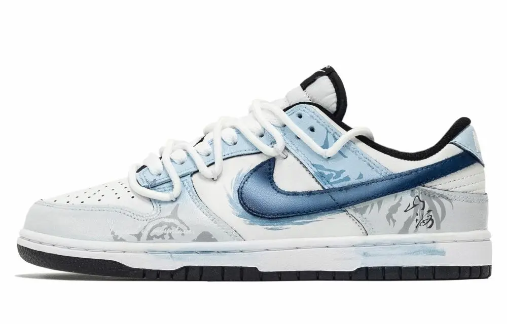 Nike Dunk 668, Mountain Sea Cyan Bird Low top Skateboard Shoes Unisex Blue White