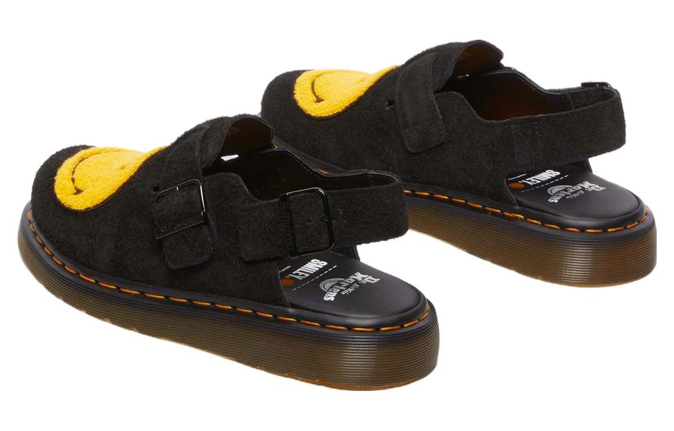 Dr.Martens X Smiley Jorge Suede Mules 'Black Yellow' Women's