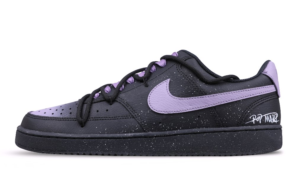 Nike Court Vision Low Anti Slip Wear Resistant Low Top Skateboard Shoes Unisex Black Purple