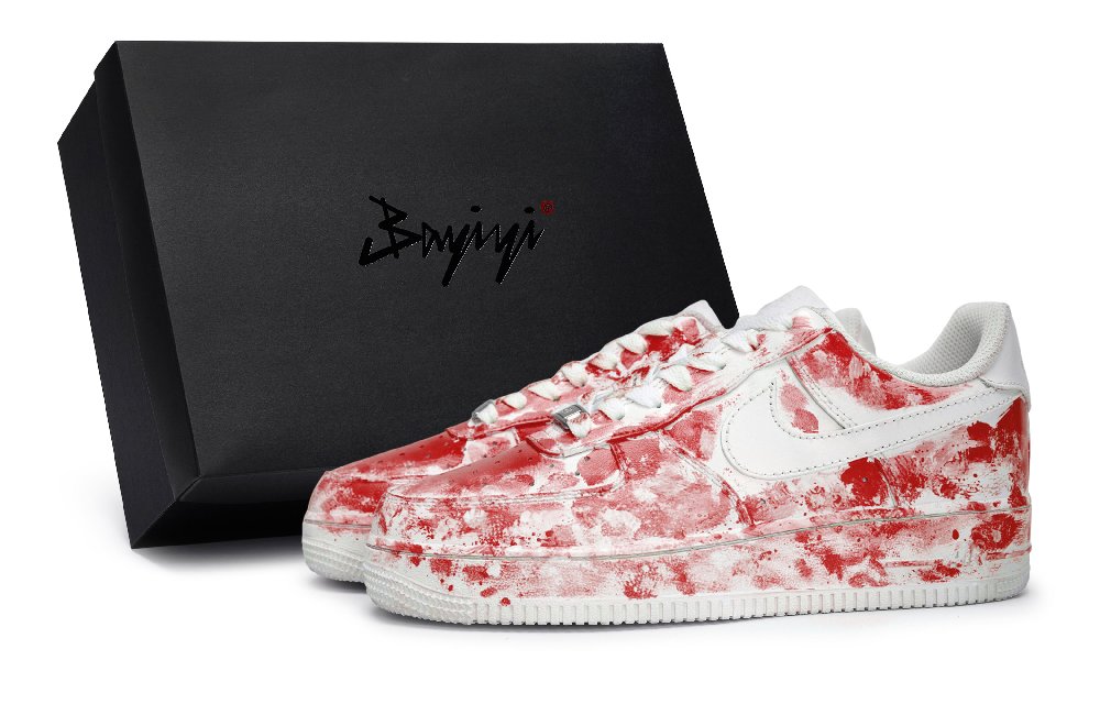 Nike Air Force 1 Sky Halo Iridescent Red Slip-Resistant Low-Top Skateboard Shoes Unisex White Red