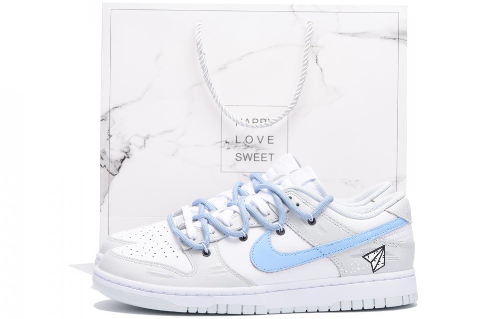 Nike Dunk Chestnut Slip-Resistant Coverage Low-Top Skateboard Shoes Unisex Gray White Blue