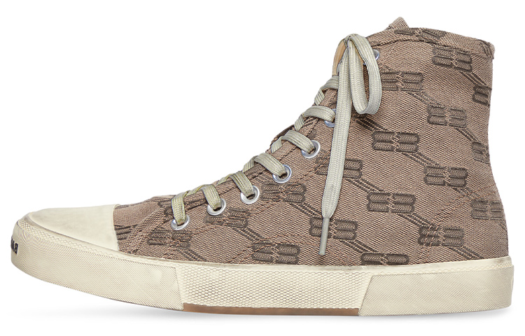 Balenciaga Paris High Top Bb Monogram Dark Beige Brown