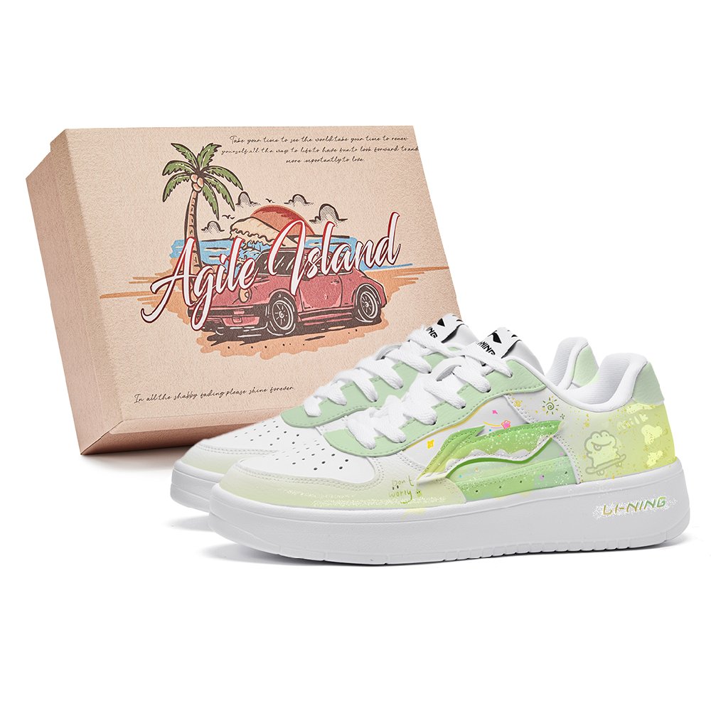 LiNing Pontoon Boats Slip Resistant Shock Absorbers Lightweight Low Top Skateboard Shoes Men's Green