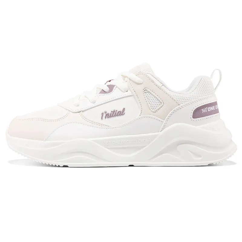 361° Anti-Slip Wear-Resistant Low-Top Casual Running Shoes Women's White Purple