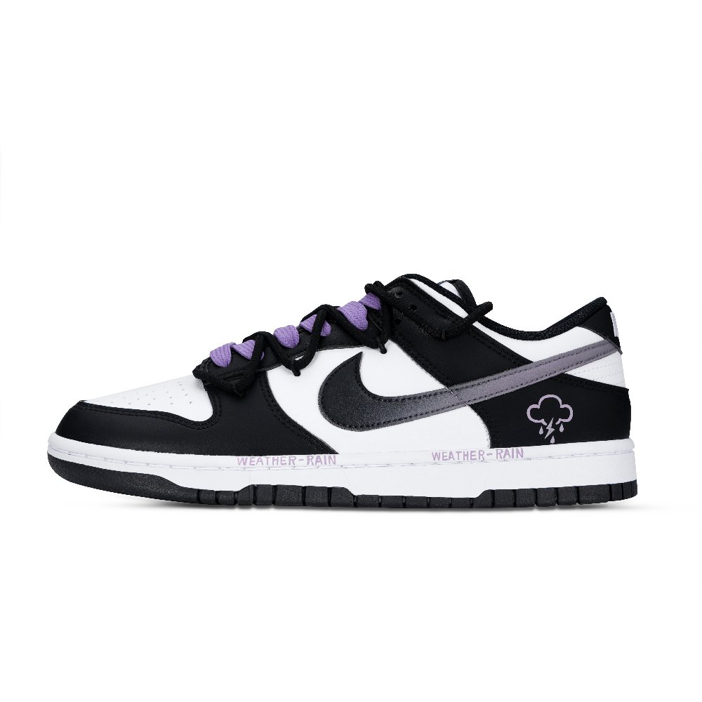 Nike Dunk Black Frame Panda Anti Slip Wear Resistant Low Top Skateboard Shoes Unisex Night Purple