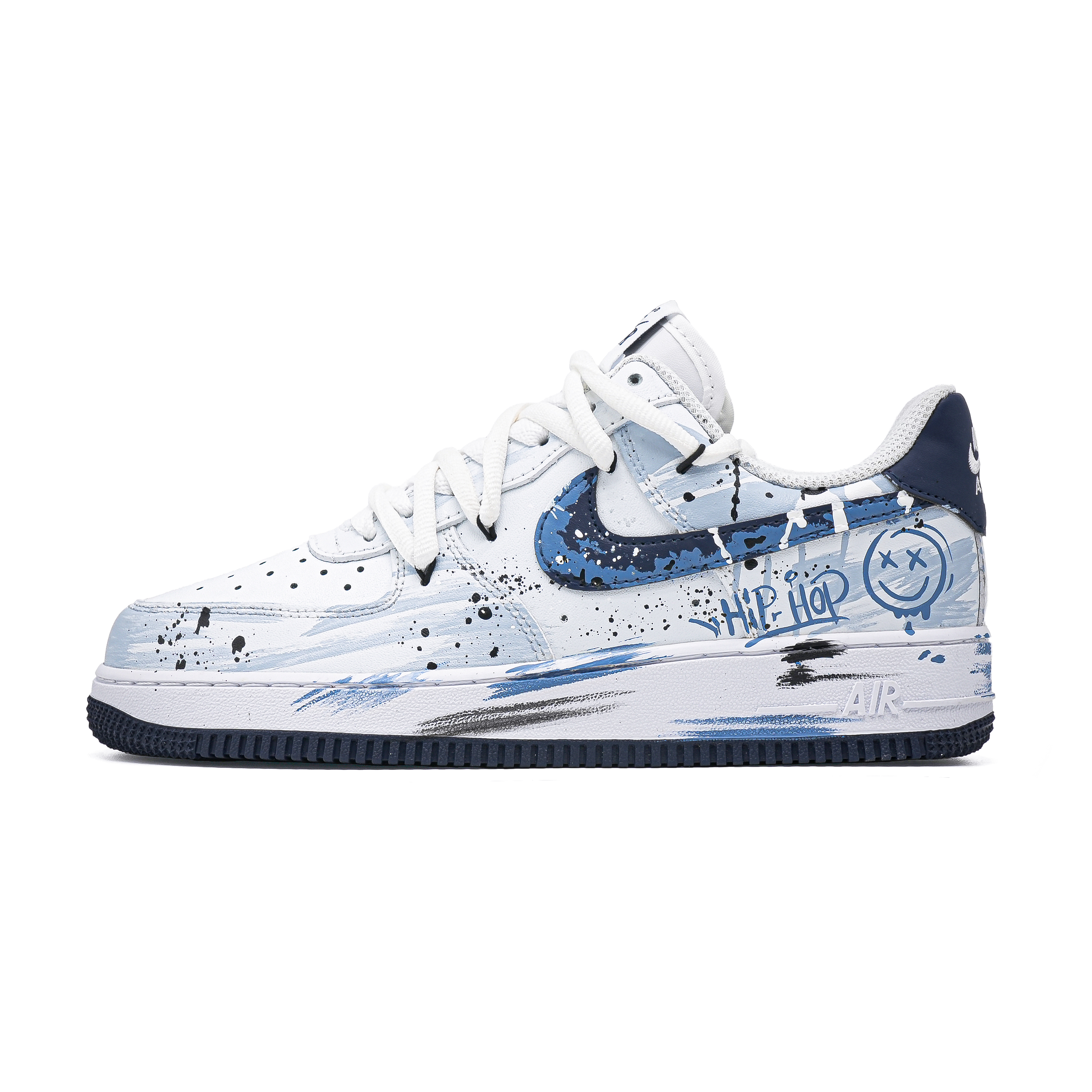 Nike Air Force 1 Hip Hop Holiday Cushioning, Wear Resistant Low top Skateboard Shoes Men's Blue White