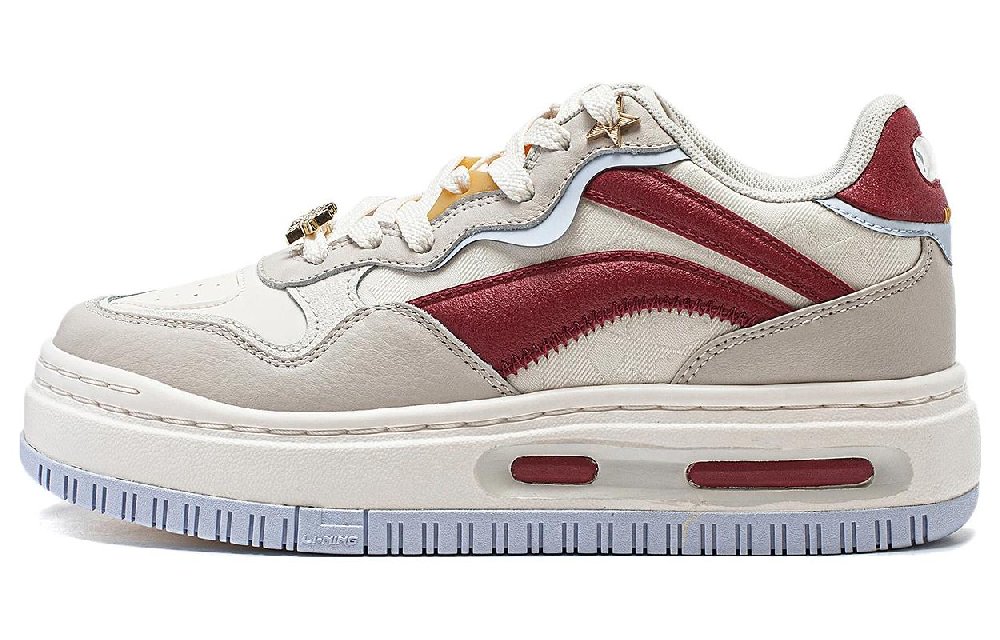 LiNing Future C1 Anti Slip Wear Resistant Low Top Skateboard Shoes Women's White Gray Red