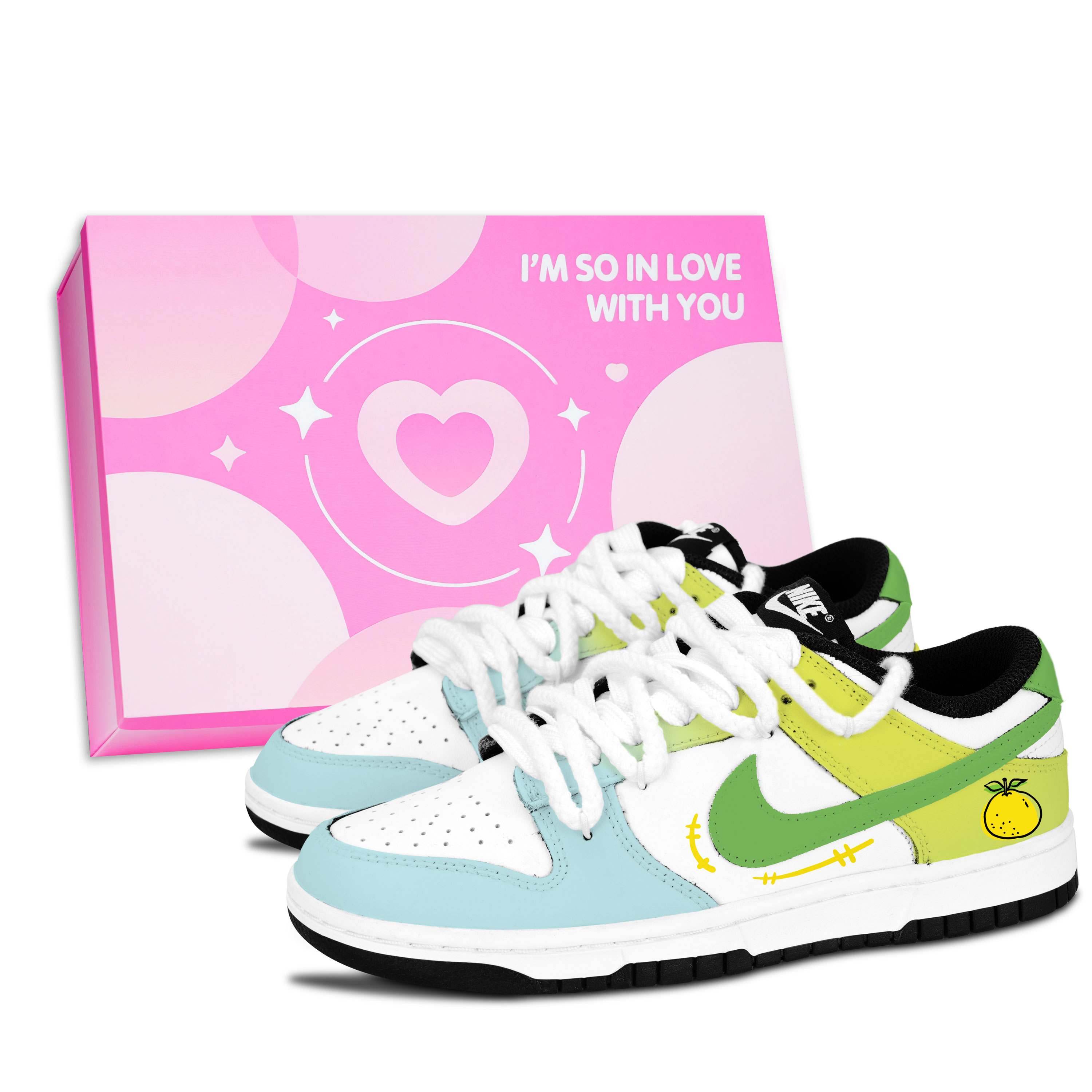 Nike Dunk Black White, Orange Fun Fresh Abrasion Resistant Slip Resistant Low top Skateboard Shoes Unisex Yellow Green