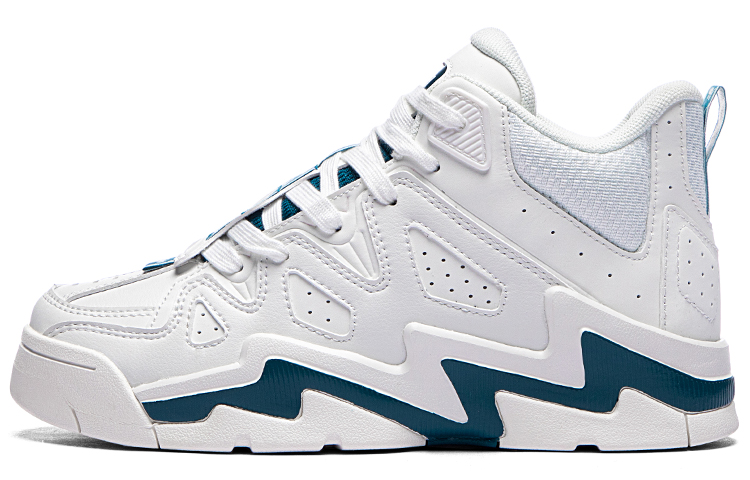 Kappa Slip-Resistant Mid-Top Vintage Basketball Shoes Unisex White Green