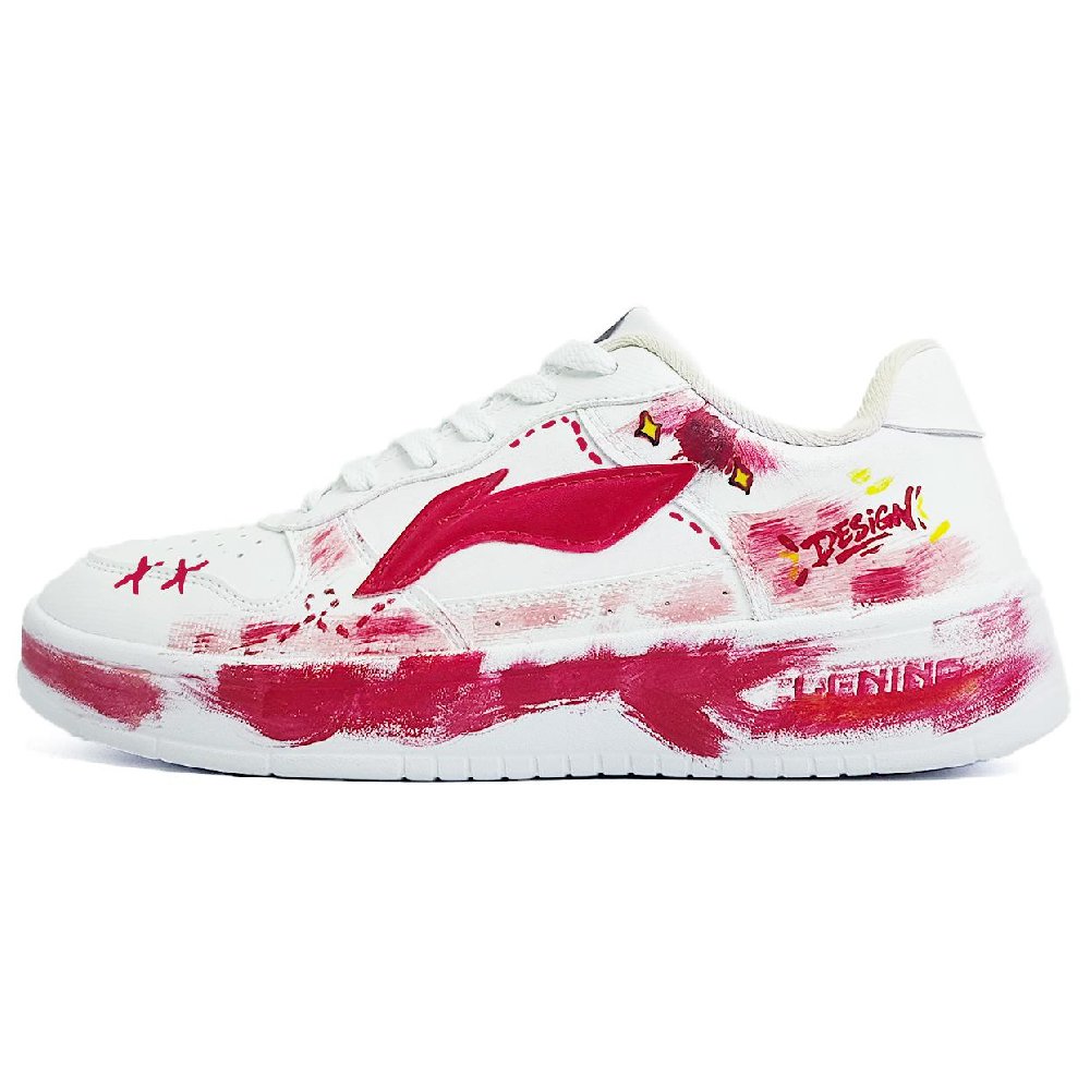 LiNing Pontoon Boats Abrasion Resistant, Lightweight, And Breathable Low Top Skateboard Shoes Unisex Red