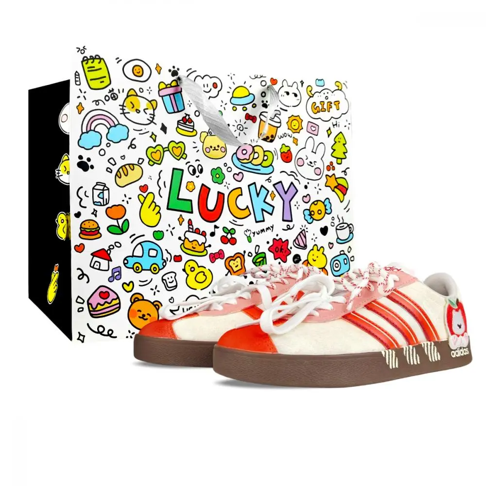 Adidas Neo VL Court 2.0 Shock Absorbers Abrasion Resistant Slip Resistant Low top Skateboard Shoes Unisex Red Apricot